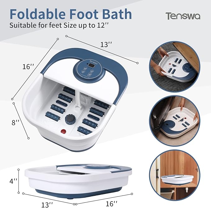 Spa de pies plegable con calor y burbujas Tenswa miniatura 5