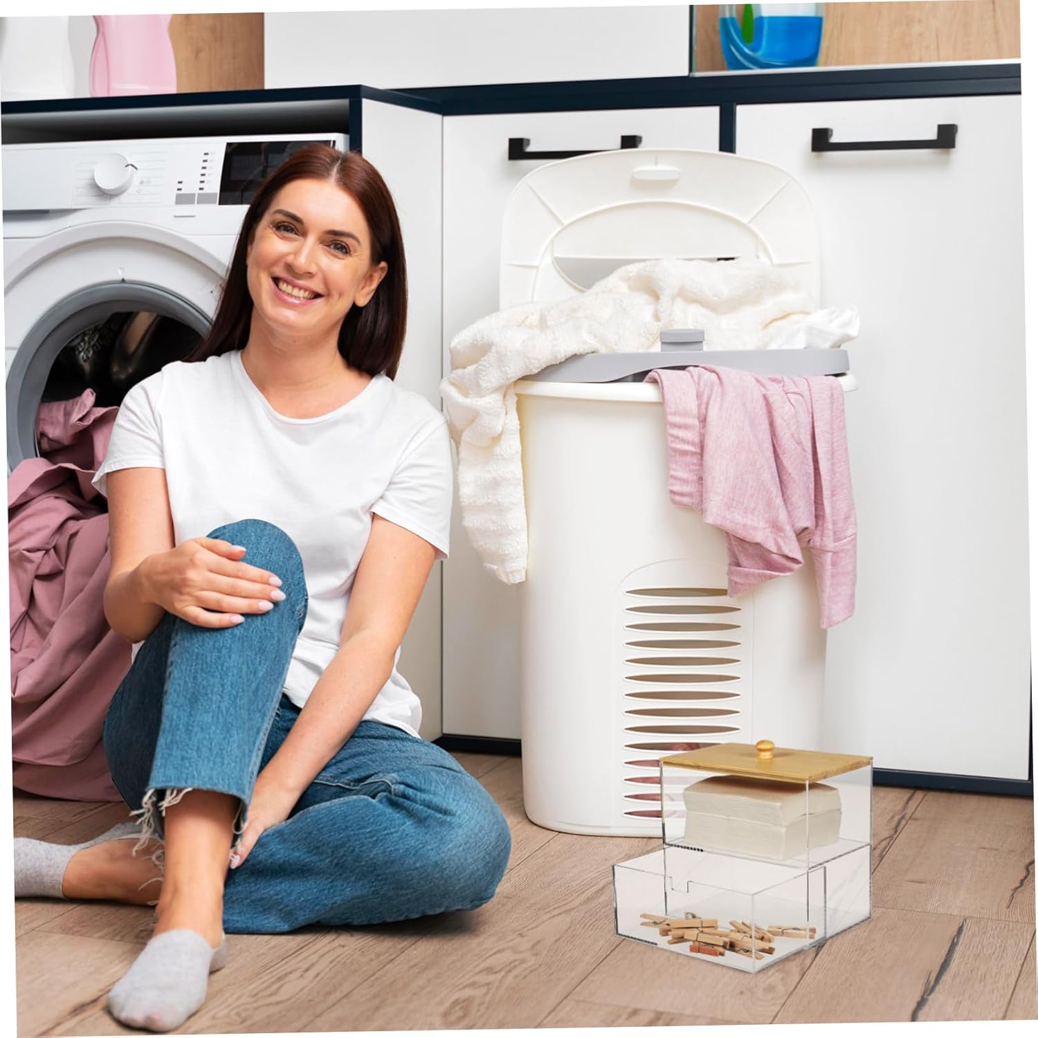 STOBAZA Dryer Sheet Holder Laundry Hamper Lid Storage Boxes for Organizing Laundry Pod Container