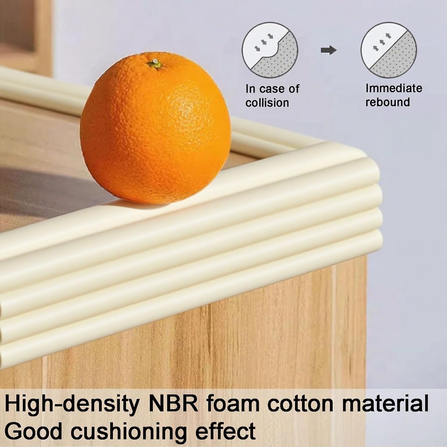 Proof Edge Corner Protector, 2pcs 78.7in/200cm Furniture Safety Bumpers Guard Padding, Soft NBR Rubber Foam Adhesive Cushion, Fireplace Cabinets Table Desk Edges & Sharp Corners (Beige)