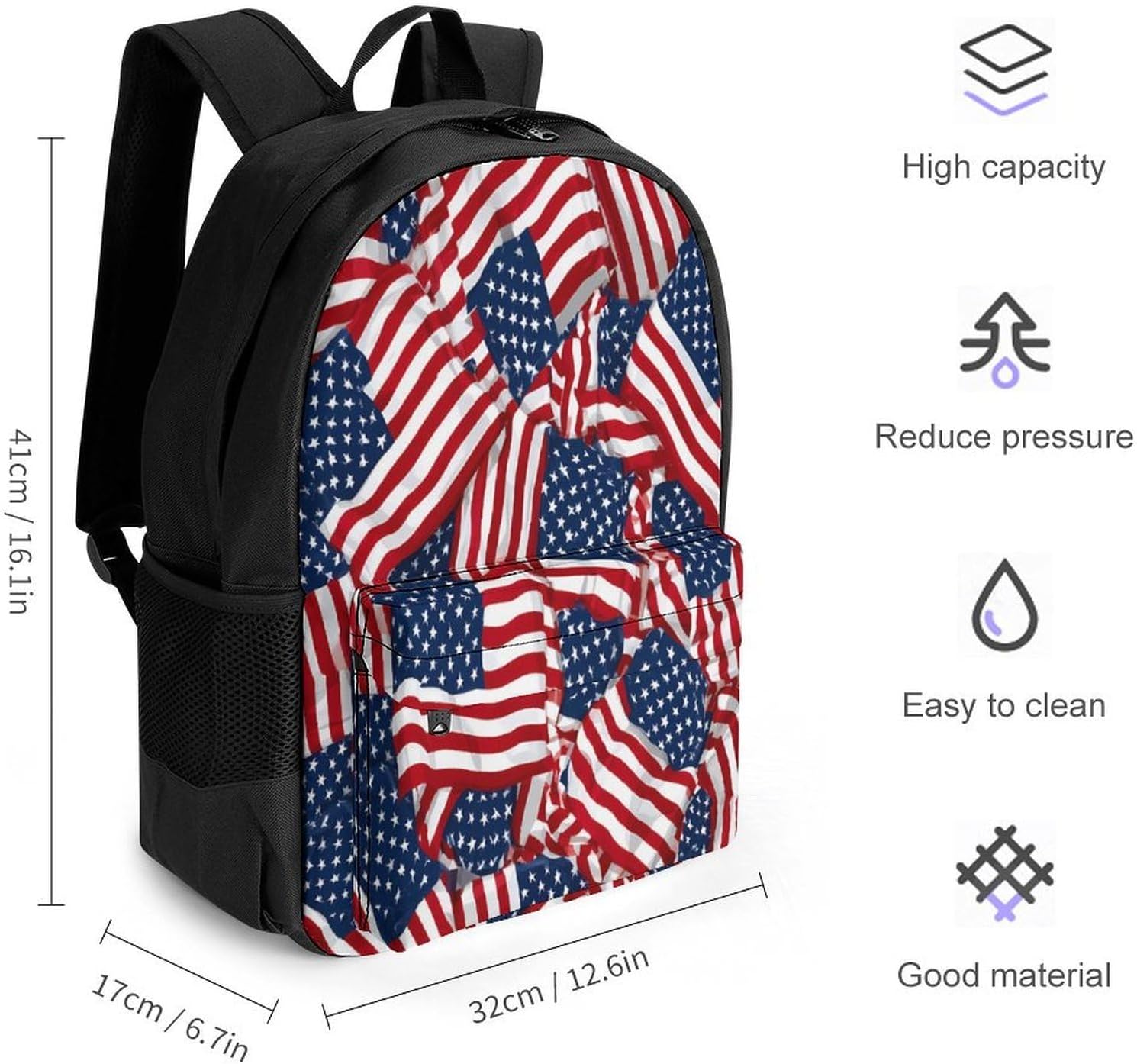 U.S. Flags Backpack Lightweight Backpacks Work Bag