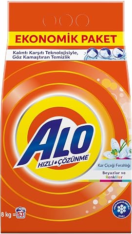 Alo 8 kg Kar Çiçeği Ferahlğı Beyazlar ve Renkliler Hızlı Çözülme Toz Deterjan