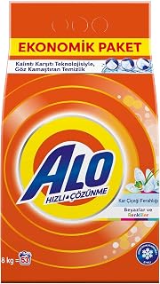 Alo 8 kg Kar Çiçeği Ferahlğı Beyazlar ve Renkliler Hızlı Çözülme Toz Deterjan
