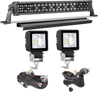 XT20 20 Inch 250W LED Light Bar Kit with 2 Inch Flood LED Pods, fit for ATV UTV Truck Bronco Jeep Wrangler Gladiator Pickup F150 Can-Am Maverick X3 Polaris Ranger RZR Kawasaki Mule