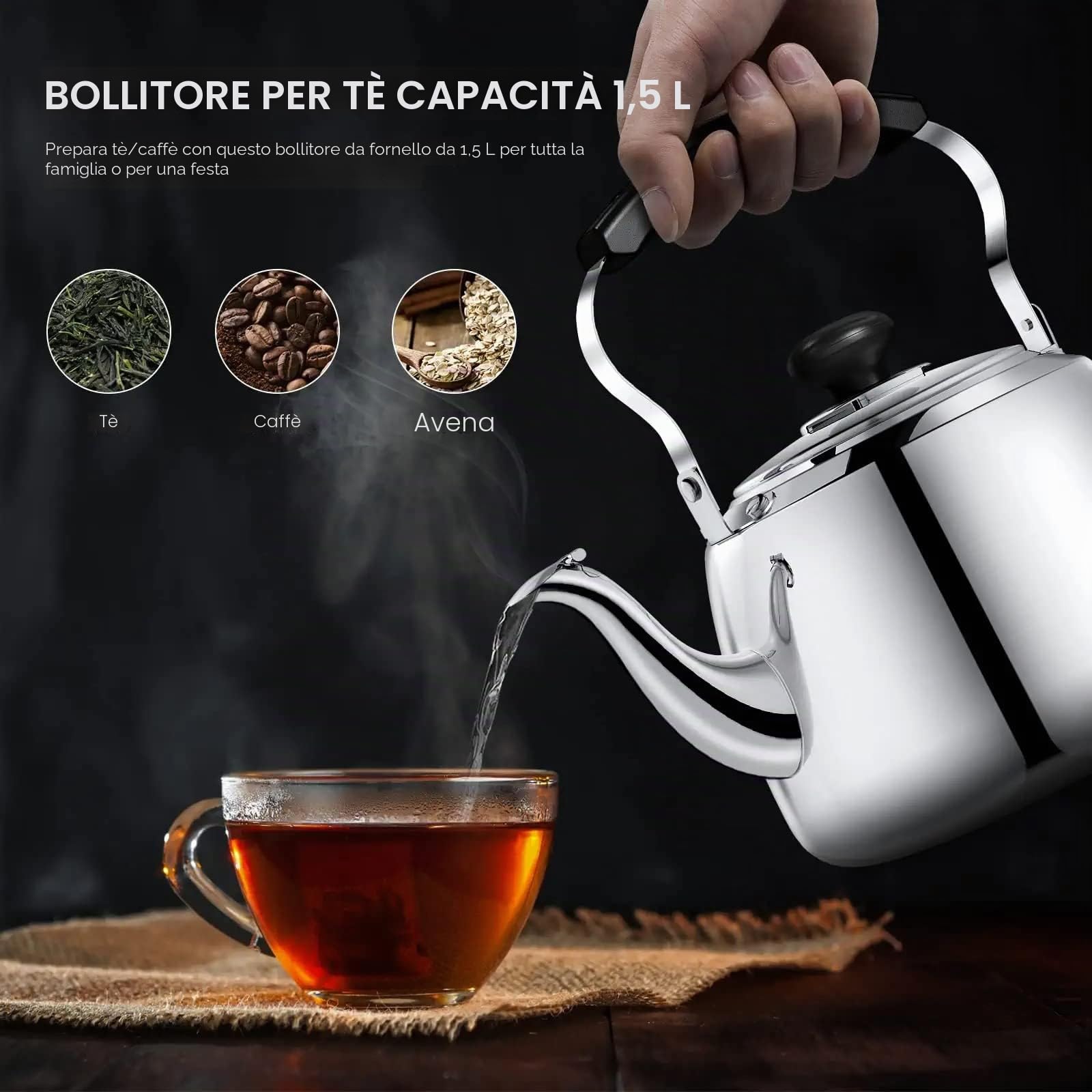 3L 4L 5L 6L 7L stufa Top bollitore da tè, teiera in acciaio inox per casa e cucina, bollitore a fischio, adatto per tutti i tipi di piano cottura/stufa, 7L