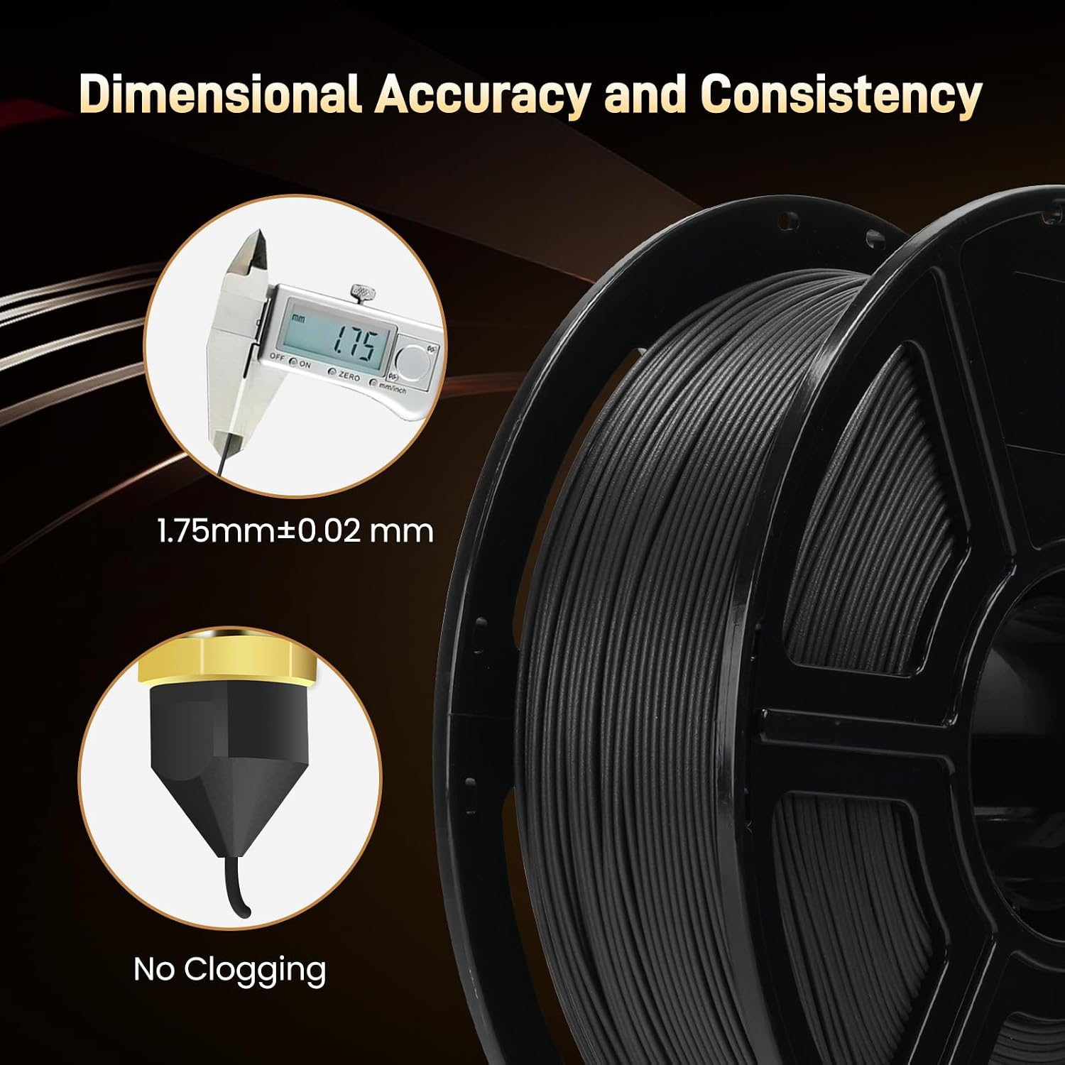 Creator Carbon Fiber ASA Black Filament 1.75mm, 1KG (2.2lbs) Carbon Fiber Reinforced ASA 3D Printer Filament, Compatible with Hardened Steel Nozzle