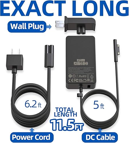 Miniatura 5 de Surface Pro Surface - Cargador para laptop, adaptador de fuente de alimentación de 65 W [actualizado] para Microsoft Surface Pro 9/8/X/7+/7/6/5/4/3,