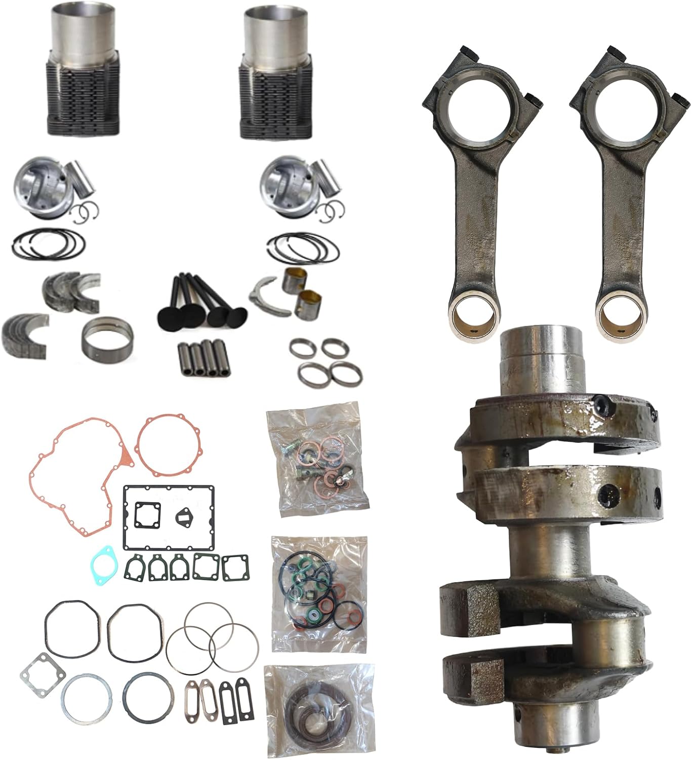 Overhaul Rebuild Kit, Crankshaft, 2pcs Connecting Rod Compatible for Deutz F2L511 F2L511W Engine (Provide the Engine Nameplate)