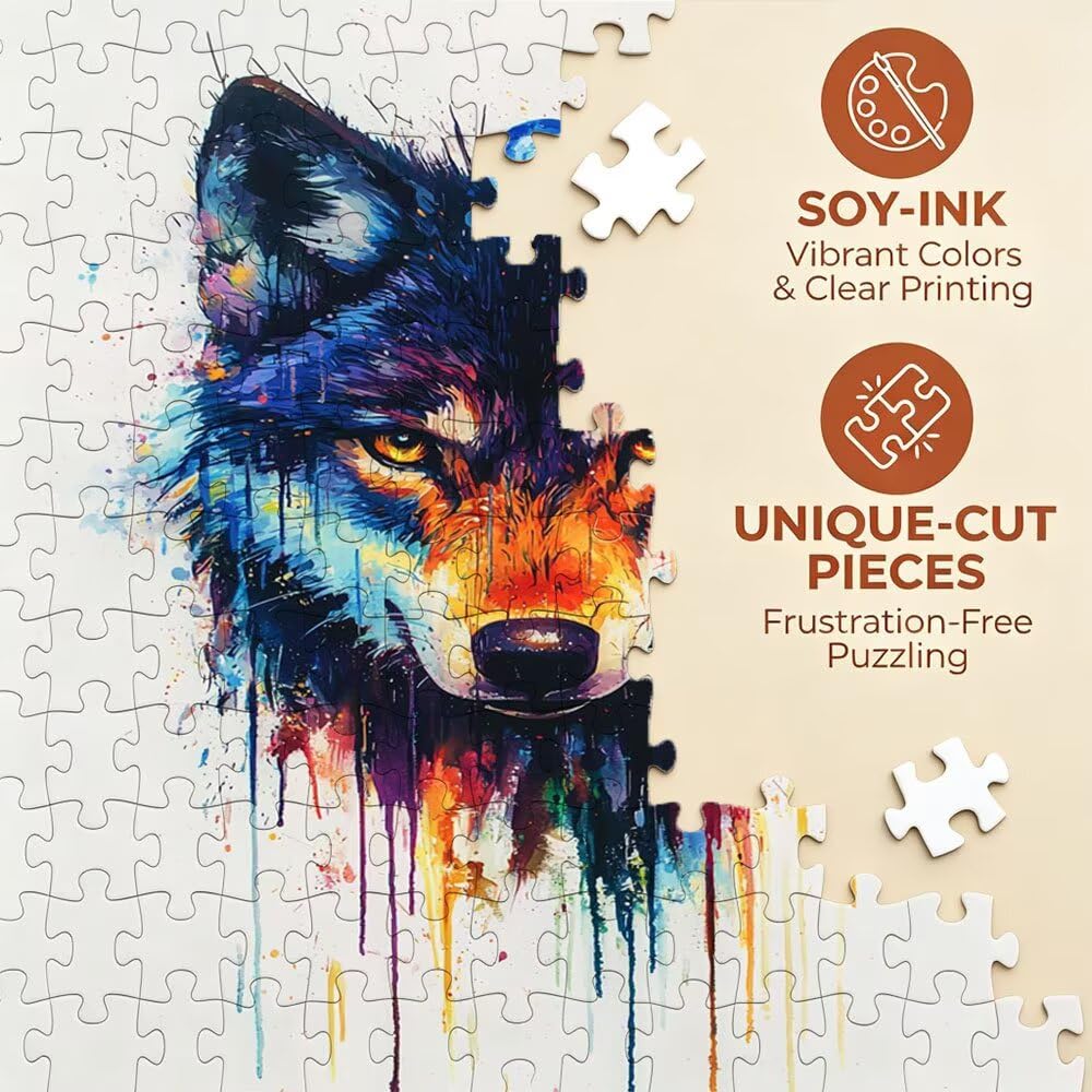 Puzzle 4000 sztuk, malowanie wilka puzzle dla dorosłych 4000, drewniane puzzle, klasyczne gry edukacyjne, niemożliwe wyzwanie, gry i zajęcia rodzinne, prezent kreatywności DX0YL11001