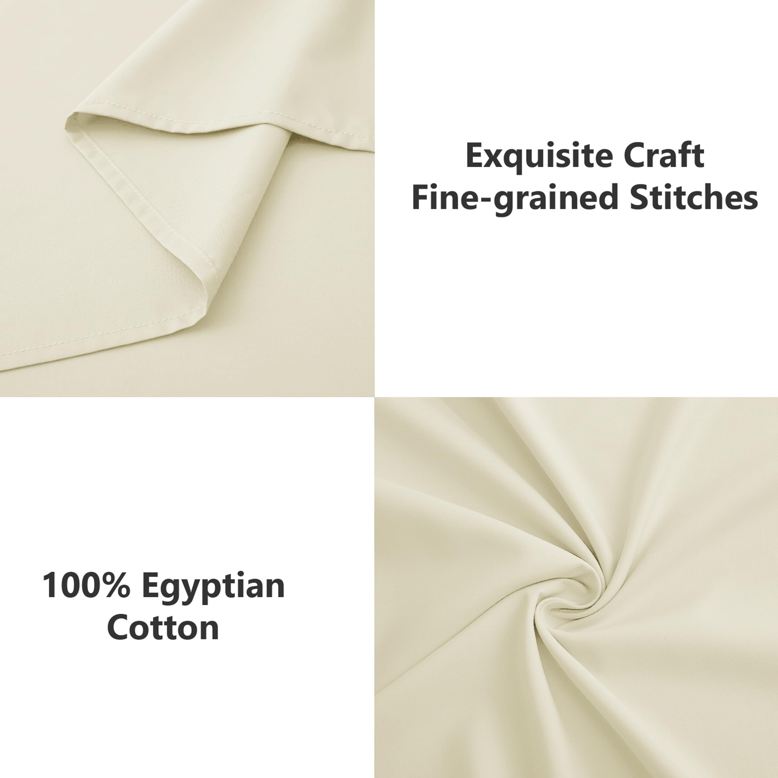 My Home Store Premium Soft Flat Sheet 100% Egyptian Cotton 300TC Hotel Quality Easy Care Flat Bed Sheets Fade Resistant Bedding (Cream - Image 4