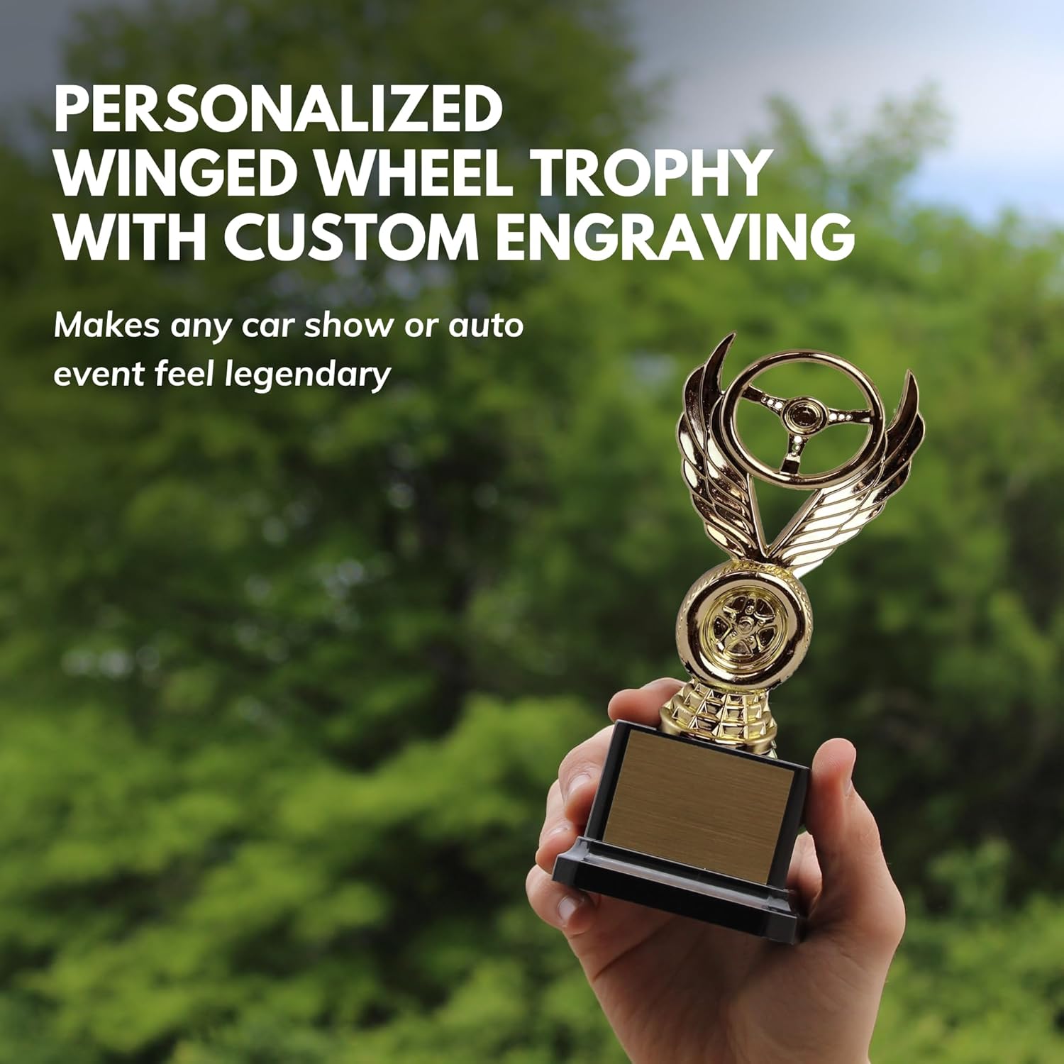 Trophy Outlet - Custom Engraved Car Show Trophy - Winged Wheel Automotive Award - Best of Show People’s Choice Car Winner