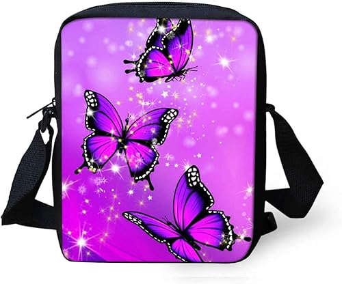COEQINE Bolso cruzado de hombro con estampado de mariposas moradas, elegante mochila multiusos para el hombro, bolsa de viaje para senderismo,