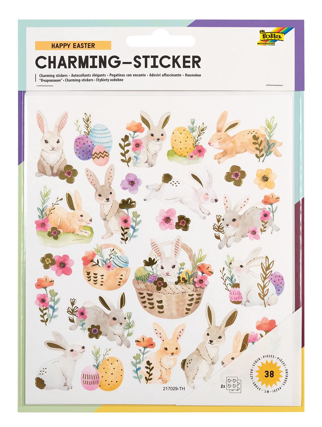 Folia18213 Charming Stickers, Spring II, 38 Stickers, in Various Designs, Easy to Peel Off from The Film