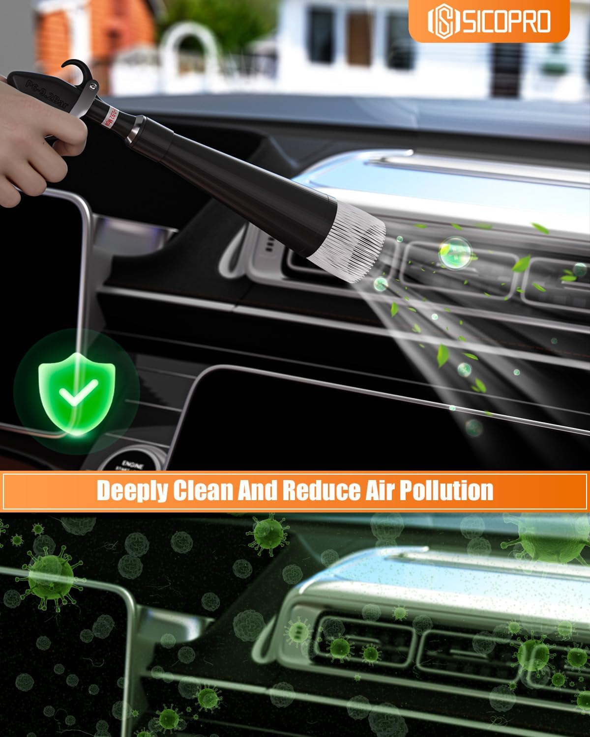 Car Cleaning Gun, Air Blower Gun Car Detailing Tools, Air Compressor Accessories, Air Blaster Gun, 2 Set Nozzle Accessories, Quickly Blowing Out Dirt and DustWorking with Air