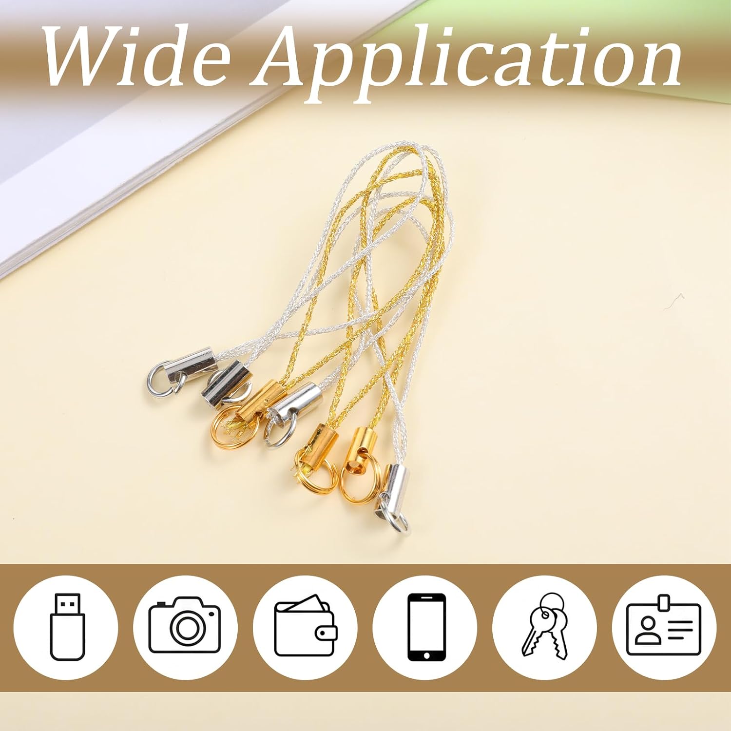 100 Pcs Phone Keychain Strap Phone Charms Strap Kit Cellphone Charms Lanyard String Cellphone Split Ring Straps Keychains String for Mobile Phones Lariat Keychains USB Drive DIY Jewelry Accessories