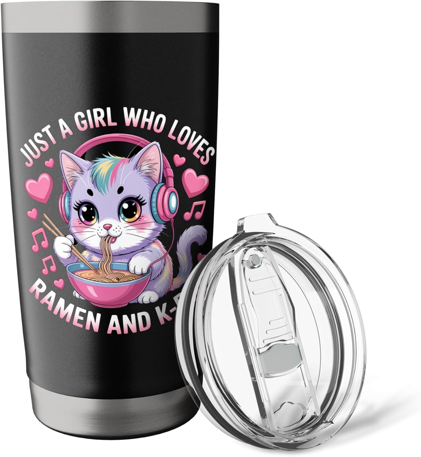 Just A Girl Who Loves Ramen And K-Pop Girl Kpop K Pop Stainless Steel Insulated Tumbler image 5
