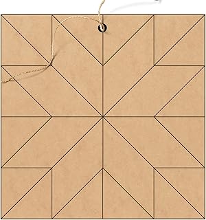 Ornament Barn Quilt Square Design Cutout Unfinished Wood Shape Style, Quilting Blocks (Milky Way Star)