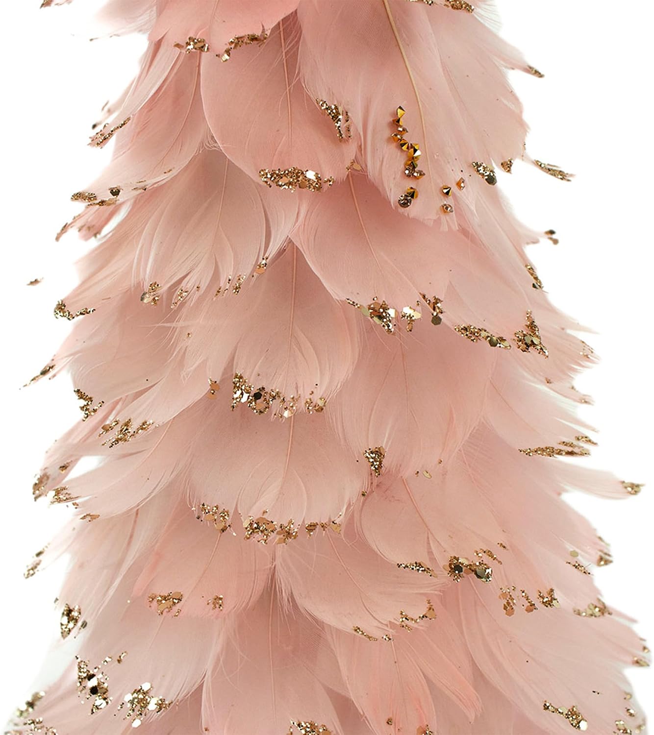 Zucker Feathers – Feathered Christmas Tree with Glittered Tips – Holiday Decoration – Festive Farmhouse Décor – Tabletop, Mantle Accessory or Window Display - Small, Pink