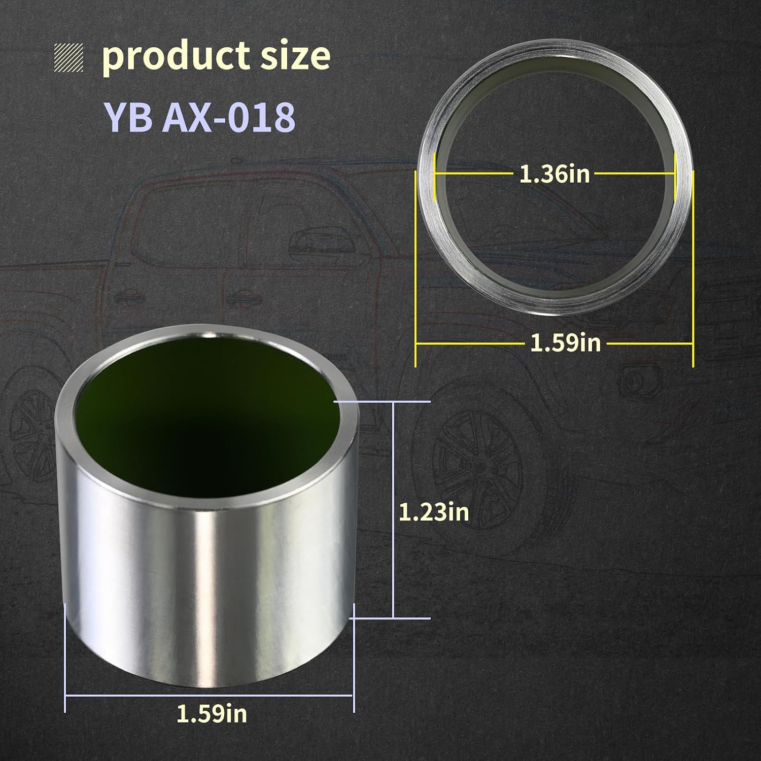 YB AX-018 Drive Axle Shaft Bushing for Front Toyota 8" with Clamshell Design