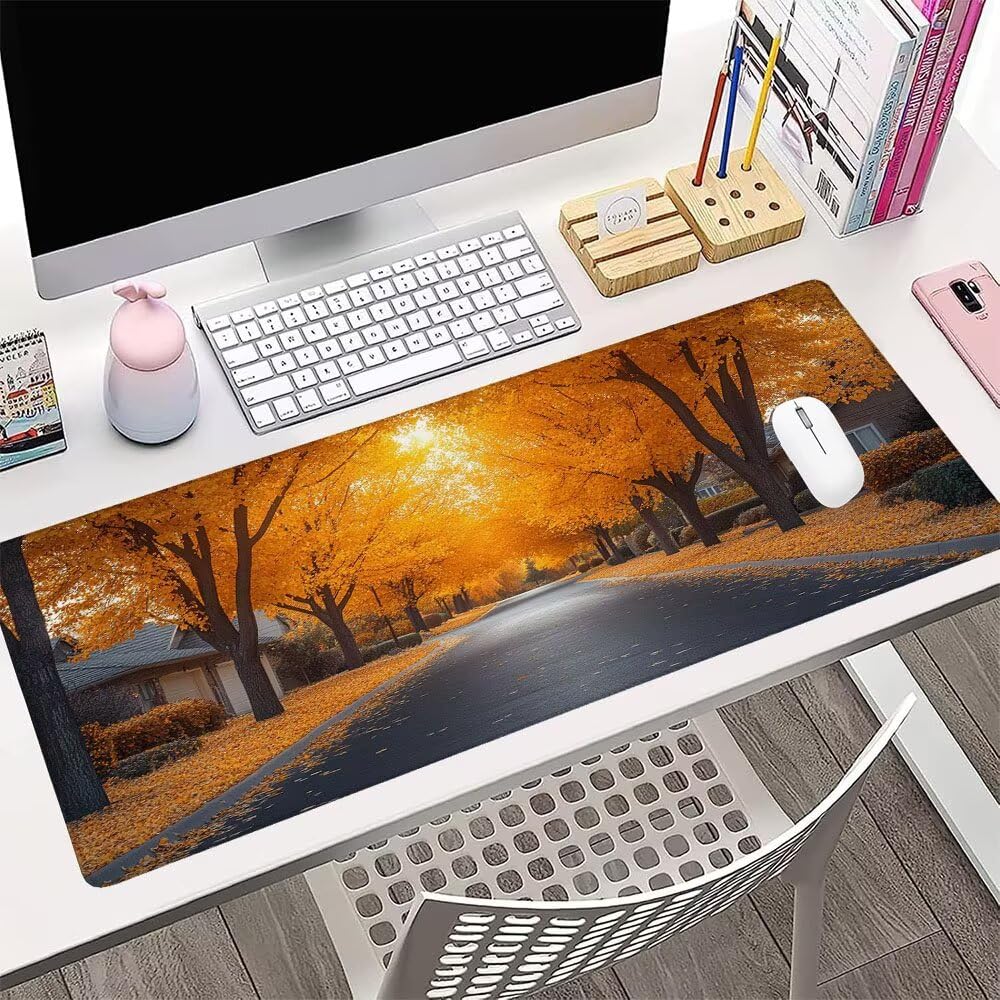 Alfombrilla de Mouse para Juegos, Giallo, XXL, Antideslizante, Impermeable, Diseño de Albero, Extendido, Grande, 1200x600x3mm, para PC, Laptop, Ufficio, Famiglia d-628