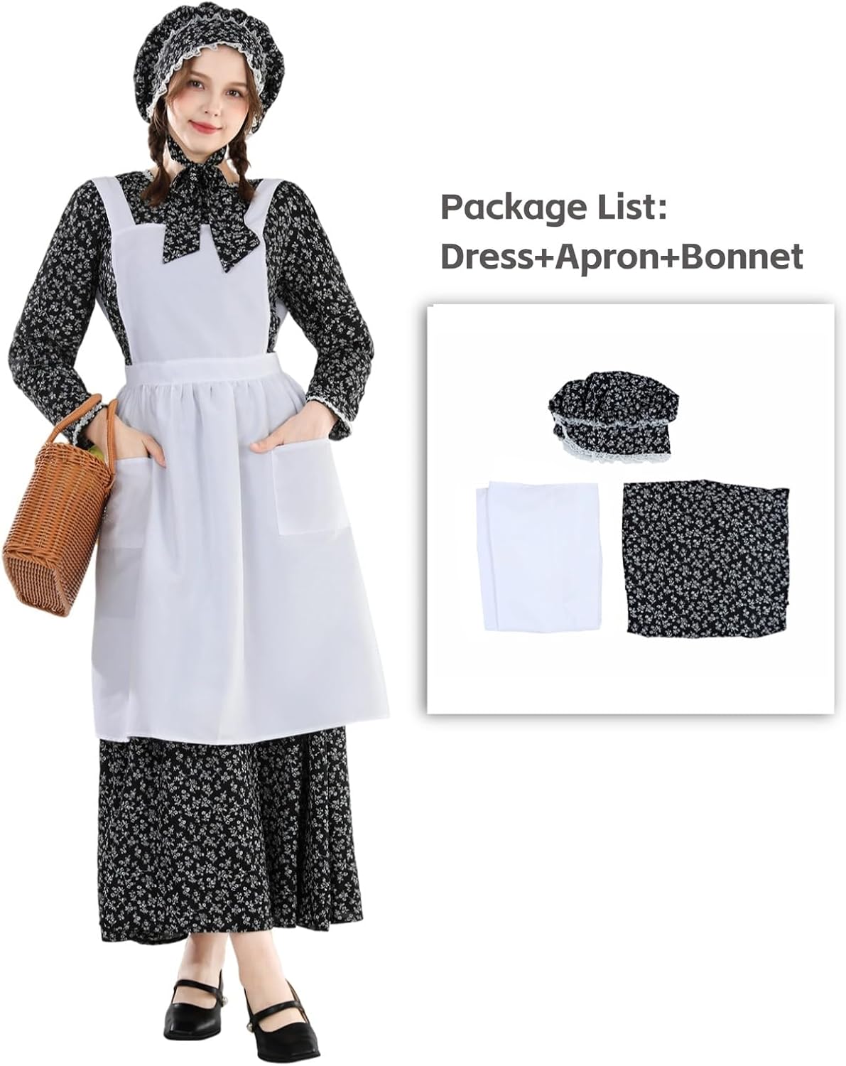 NSPSTT Prairie Dress Women Pioneer Dress Colonial Costume Women Amish Old Fashioned Floral Dresses - Image 2