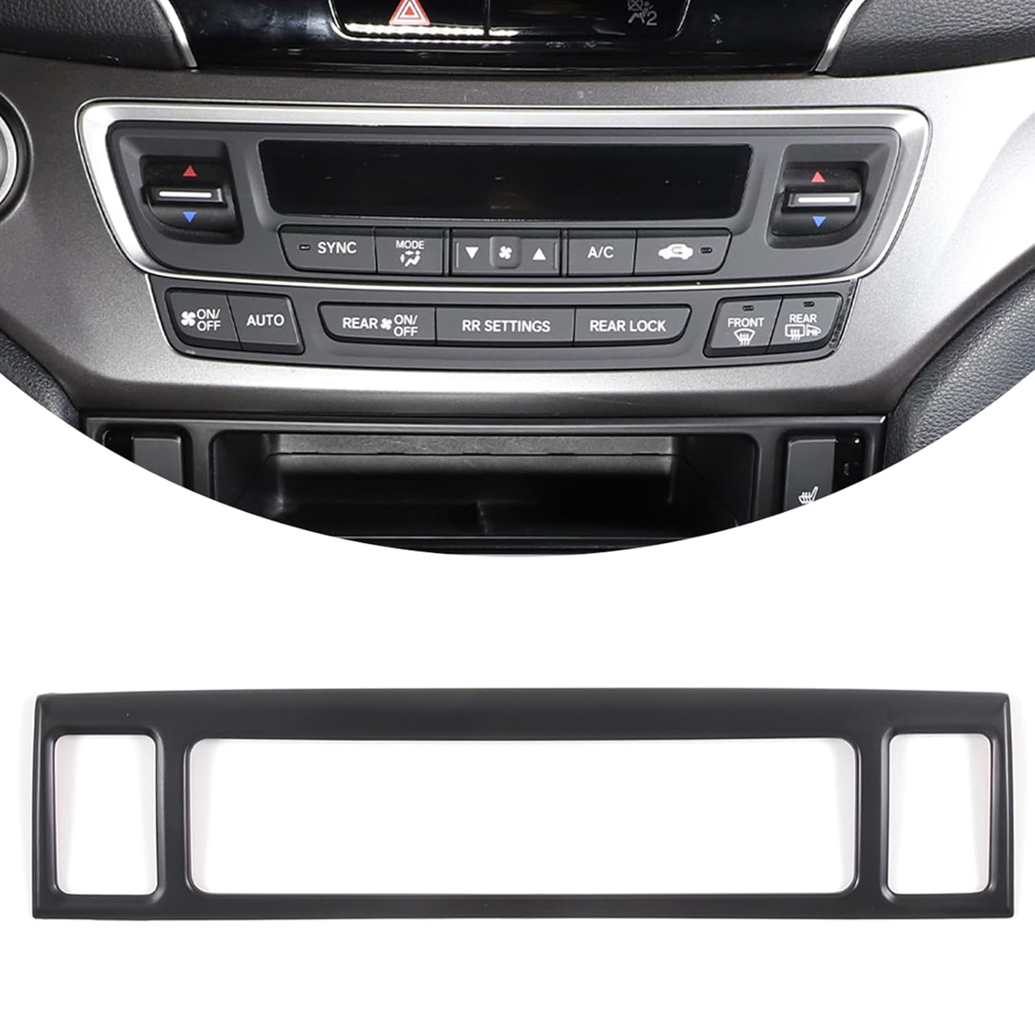 ABS Center Control Seat Heating Switch Decorative Frame for Honda Pilot 2016-2022,Honda Ridgeline 2017-2023,Honda Passport 2019-2023 Strip Cover Trim Below Center Control Accessories (Matte Black)