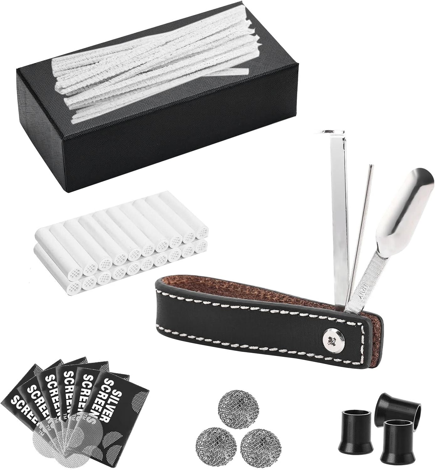Joyoldelf Smoking Accessories Kit Leather Pipe Stand with Pipe
