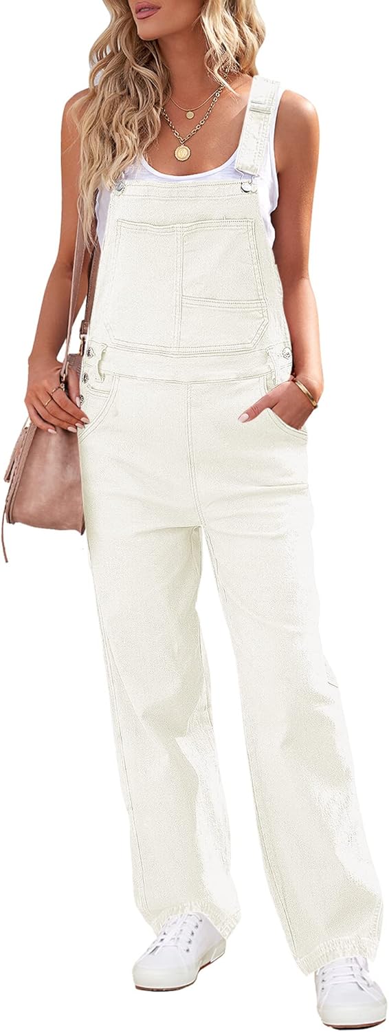 luvamia Overalls Women Loose Fit Denim Bib Baggy Overall Jumpsuit Straight Wide Leg Stretchy Jean Pants Fashion