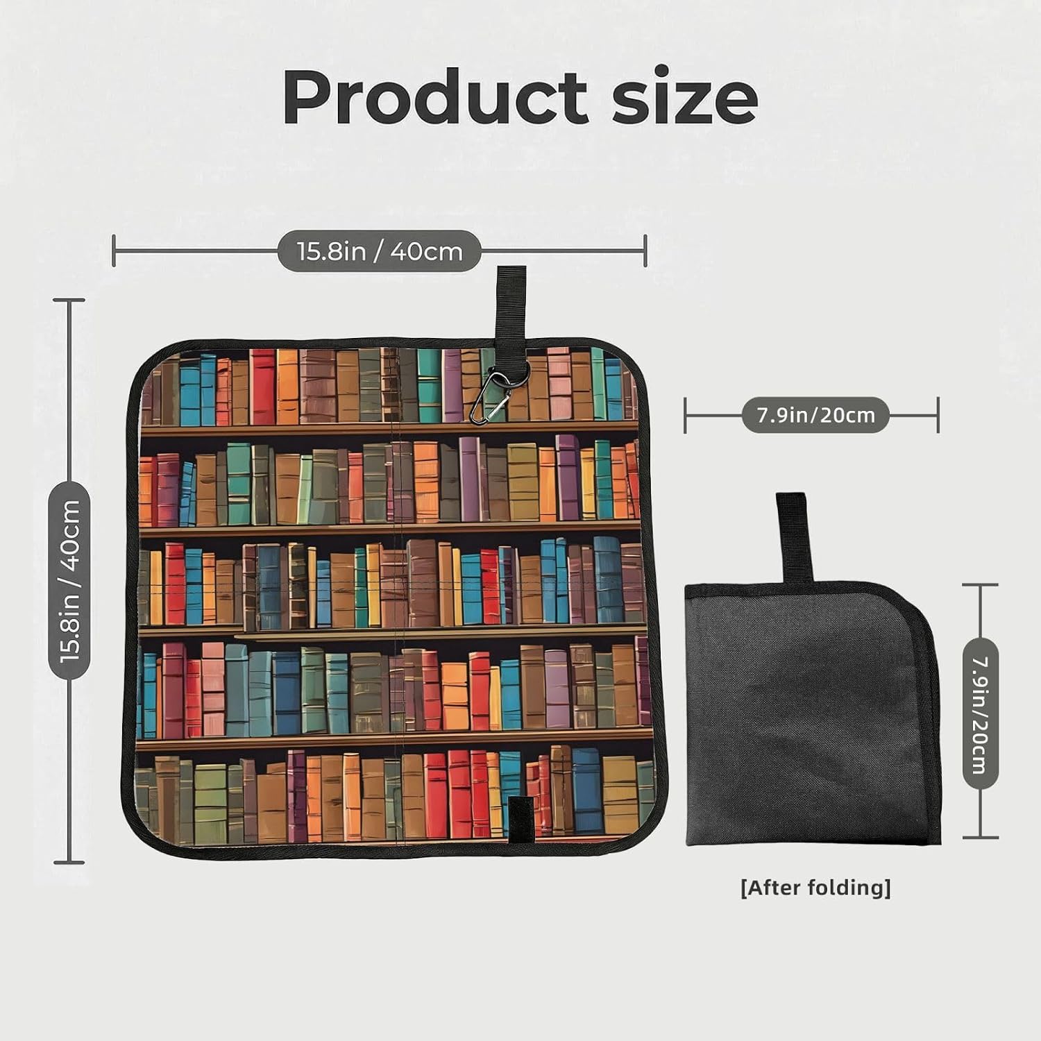 (Library Bookshelf) Sitting Pad Foldable Seat Cushion Lightweight Camping Seat Mat with Hook for Outdoor Hiking Picnic Camping