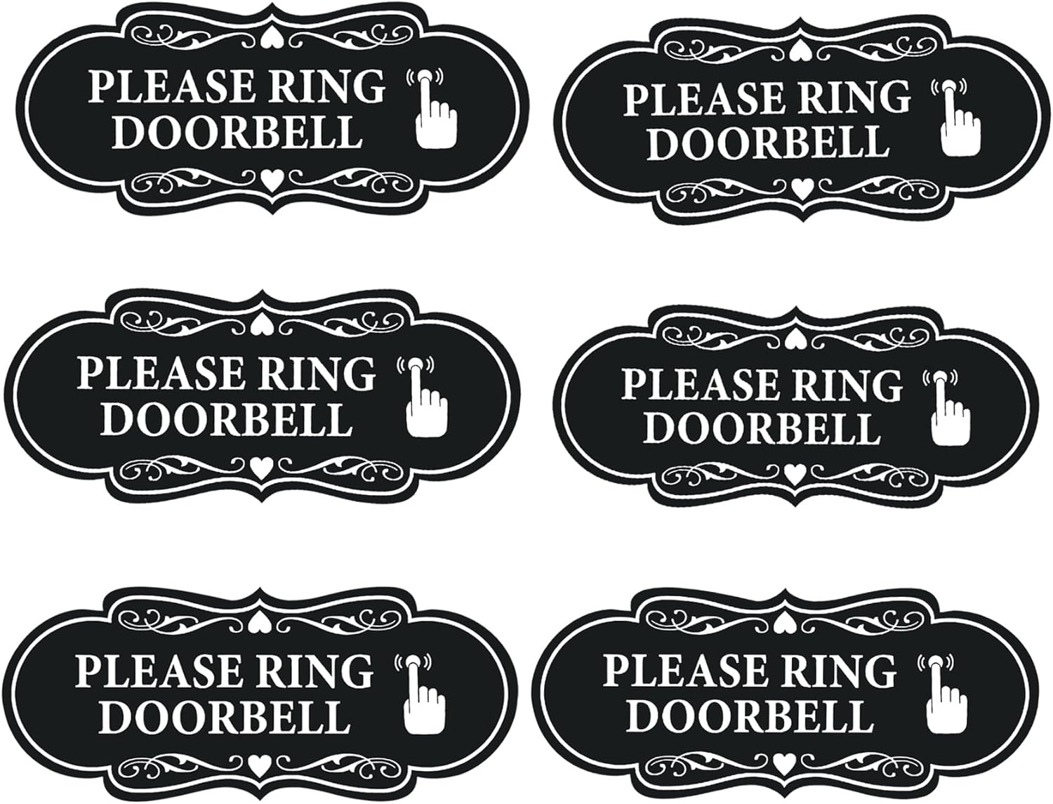 Please Ring Doorbell Sign 6Pcs Self Adhesive Door Entrance Reception Notice Vinyl Sticker for Home Office Ring Doorbell 4.7 x 2 Inches