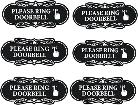 Please Ring Doorbell Sign 6Pcs Self Adhesive Door Entrance Reception Notice Vinyl Sticker for Home Office Ring Doorbell 4.7 x 2 Inches