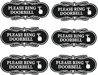 Please Ring Doorbell Sign 6Pcs Self Adhesive Door Entrance Reception Notice Vinyl Sticker for Home Office Ring Doorbell 4.7 x 2 Inches