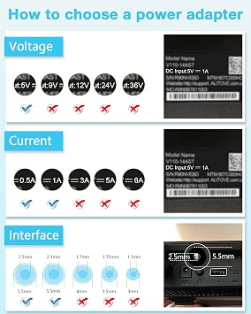 Aclorol 5V 1A DC Power Supply Adapter AC 100-240V to DC 5 V 1A 5W Universal Power Adapter Converter Transformer for Router Audio/Video Security Cameras 5V LED Strip with 8 Connector DC Plug UL Listed
