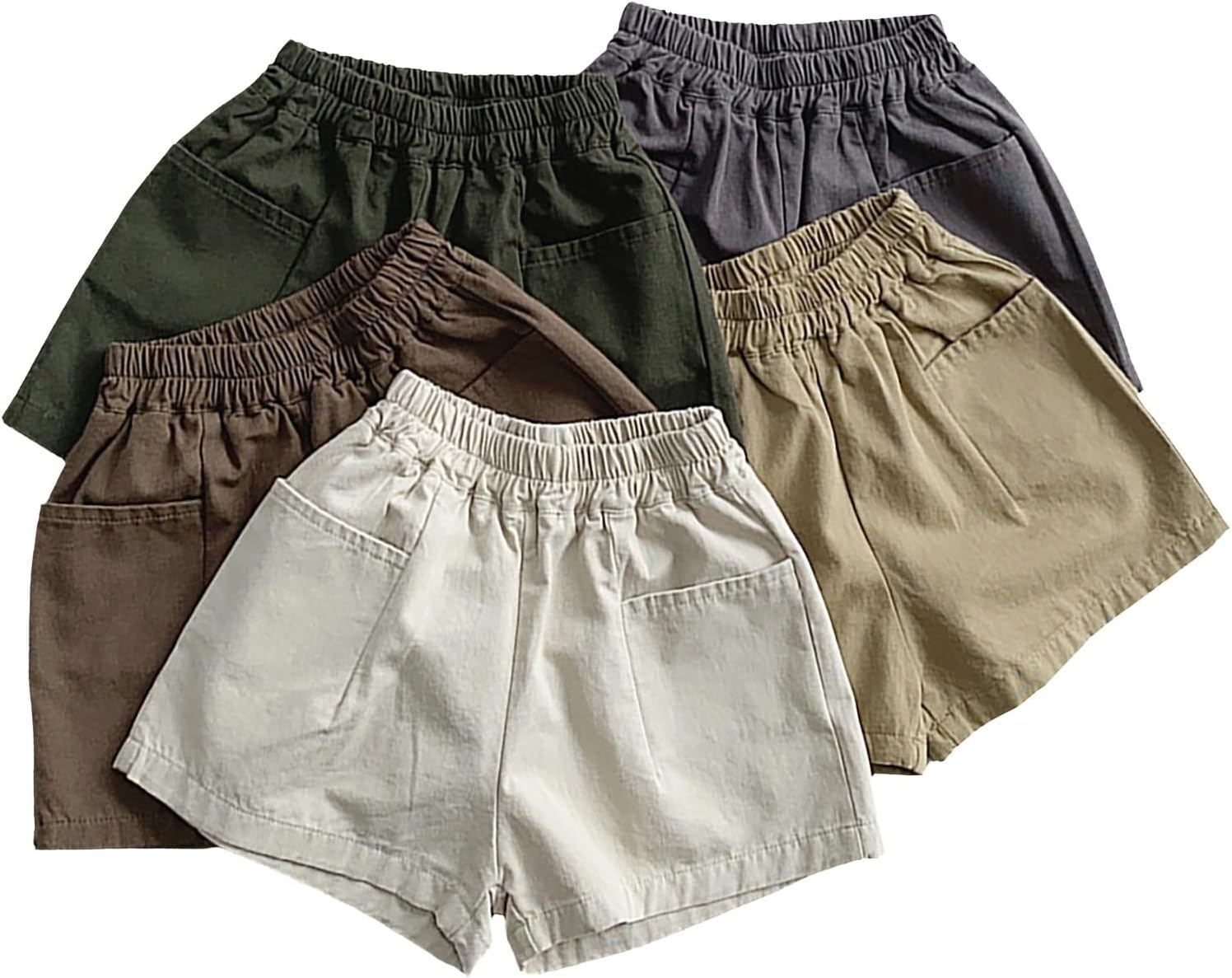 Toddler Shorts Summer Casual Elastic High Waist Athletic Bermuda Pants Kids Loose Solid Wide Leg Stretchy Sports Pants