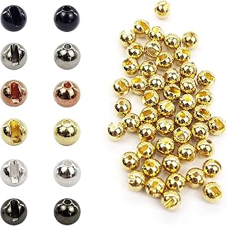 Aventik Think Fast Think Deep beads 50pc Tungsten Beads Slotted Fly Tying Materials 10 colors / 5 sizes Jig hooks Fly Fishing