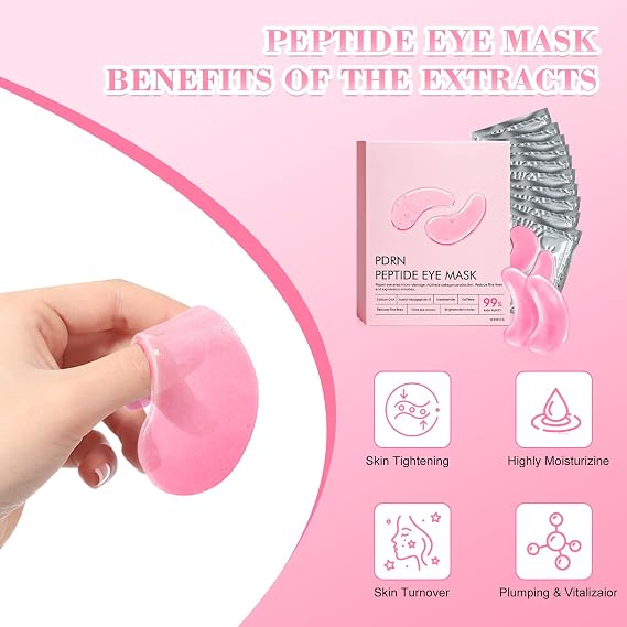 Eye Patches with PDRN & Collagen, Anti-Wrinkle Eye Patches with PDRN for Dark Circles & Puffy Eyes, Hyaluronic Acid Hydrating Under Eye Patches, Instalift Treatment, 10 Pairs