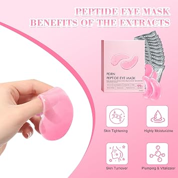 Eye Patches with PDRN & Collagen, Anti-Wrinkle Eye Patches with PDRN for Dark Circles & Puffy Eyes, Hyaluronic Acid Hydrating Under Eye Patches, Instalift Treatment, 10 Pairs