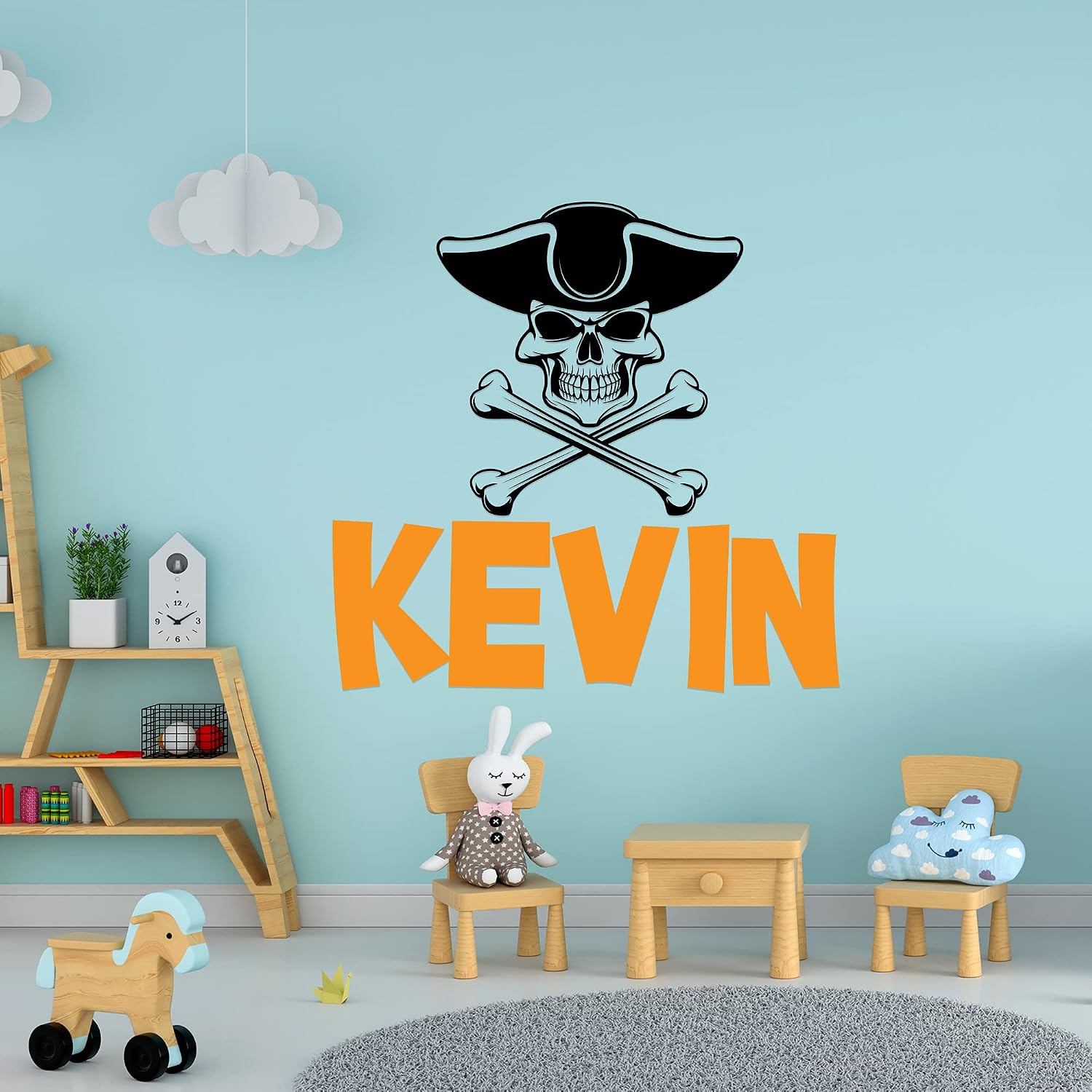 Custom Name Pirate Wall Decal, 18" Hx28 W | Pirate Wall Decor