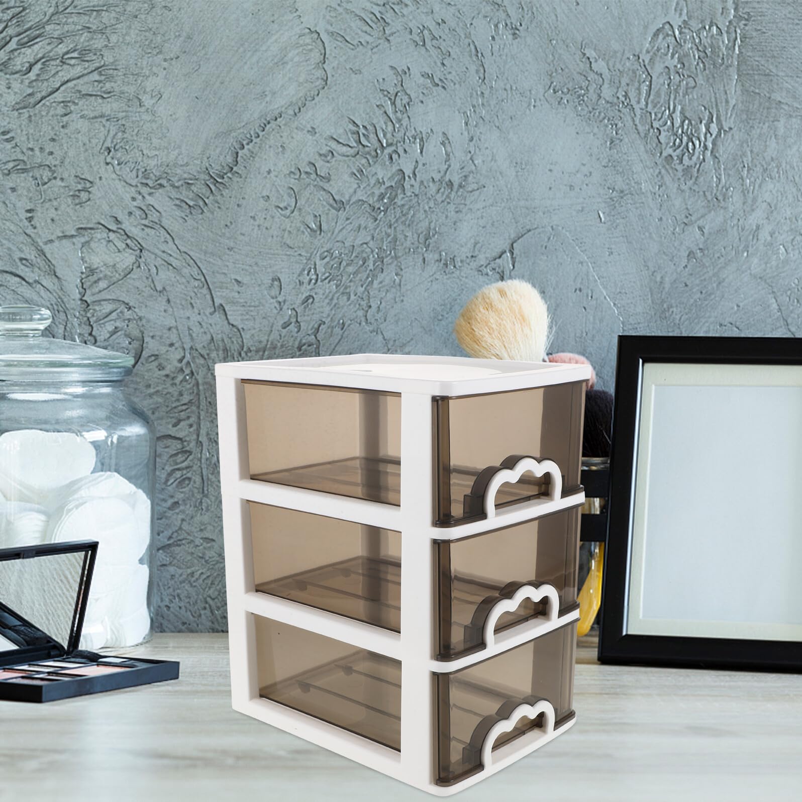 Organizer Per Cassetti in Plastica Trasparente Multiuso Cassetti Impilabili, Contenitore Compatto Da Scrivania Per Trucco, Cancelleria e Piccoli Accessori, Salvaspazio Per Ufficio e Casa