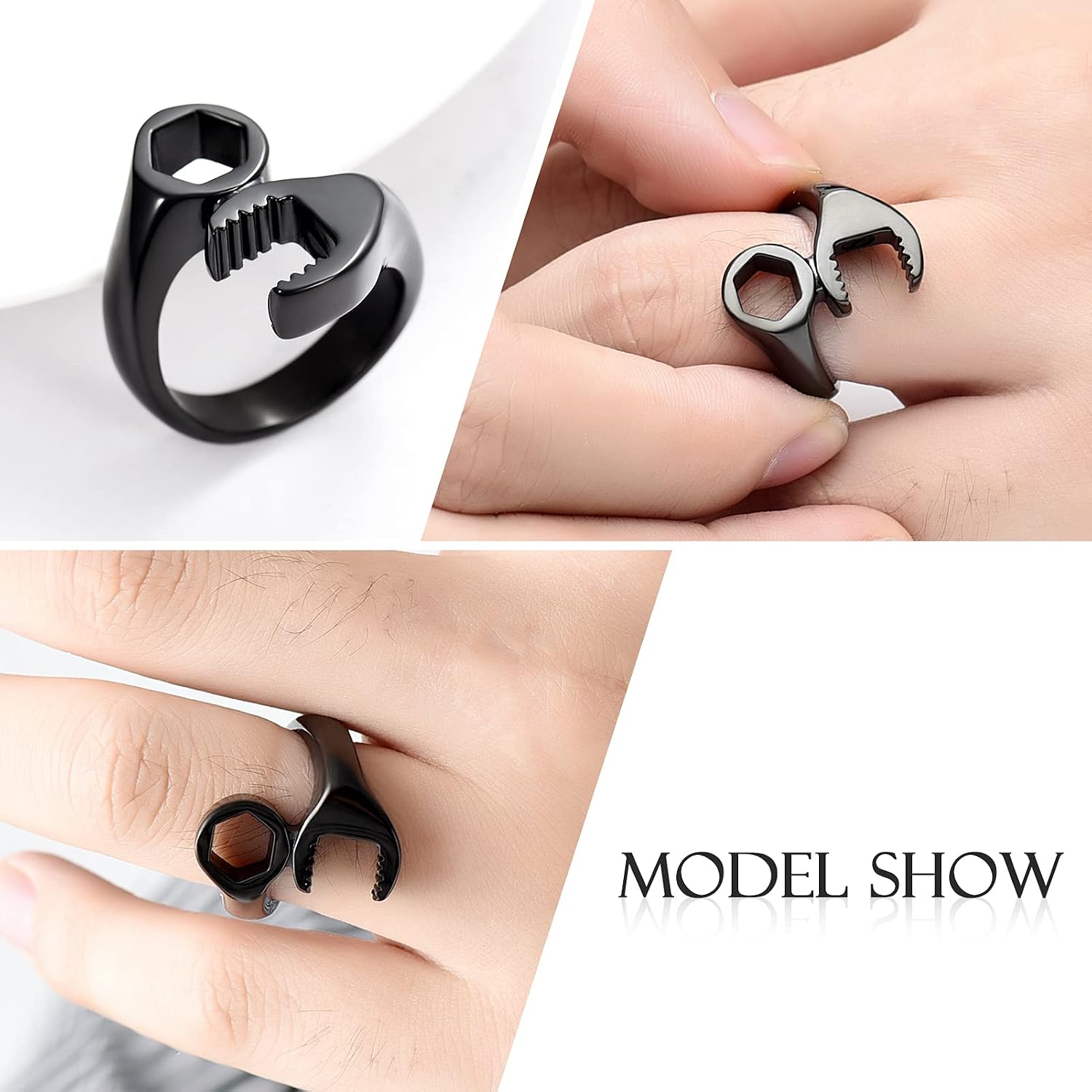 XSMZB Wrench Shape Cremation Rings for Ashes for Pet/Human Stainless Steel Keepsake Ashes Jewelry Memorial Urn Ring for Men Women image 3
