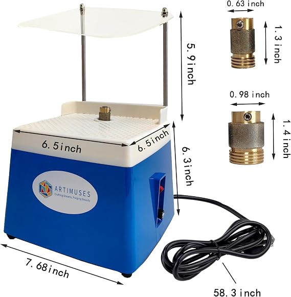 Stained Glass Grinder with 5/8 & 1 Diamond Grinder Bit, Acrylic Baffle, 4200RPM Stain Glass DIY Tool, Blue