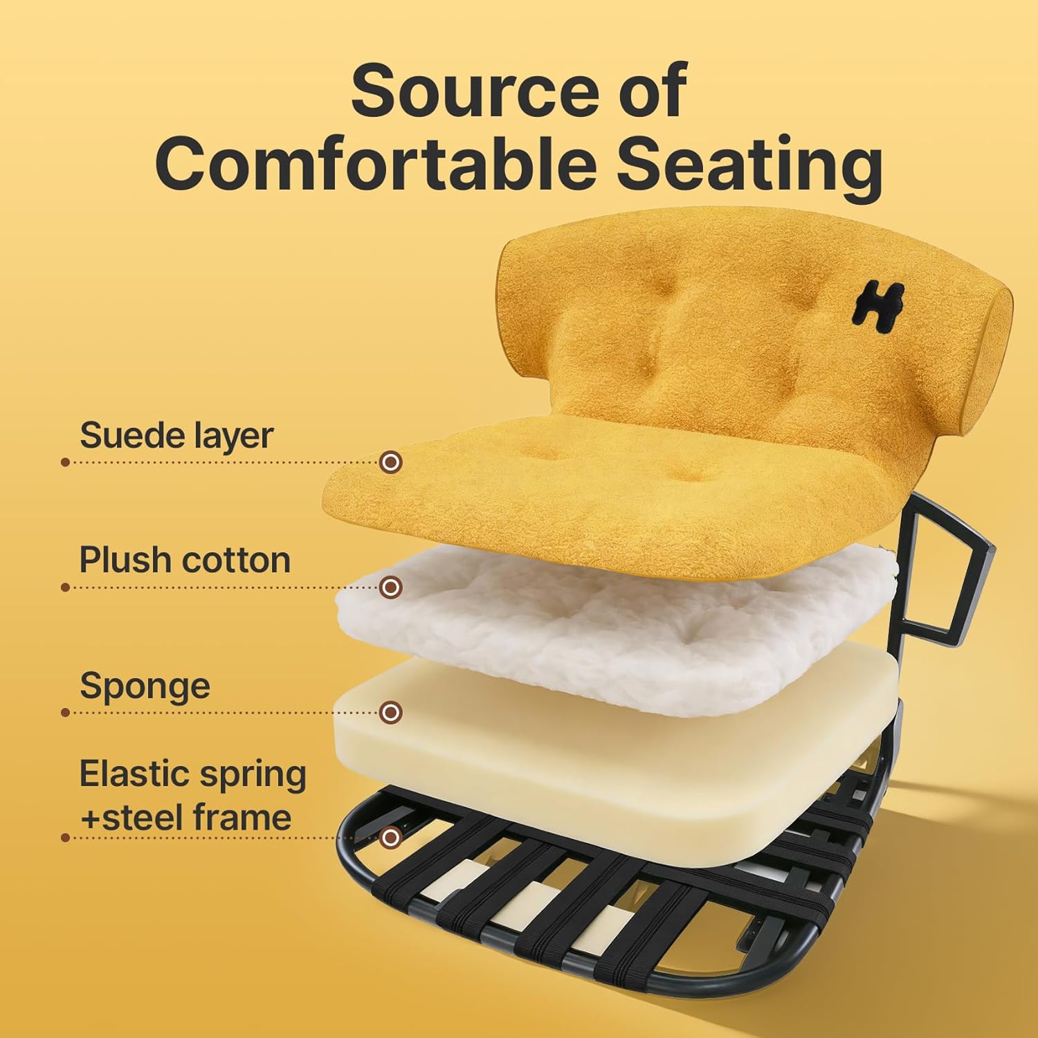 AIRSKY Folding Outdoor Chair, Backpack Floor Chair with Back Support, Reinforced Structure, Ideal for Outdoor Living Room Reading (Yellow)