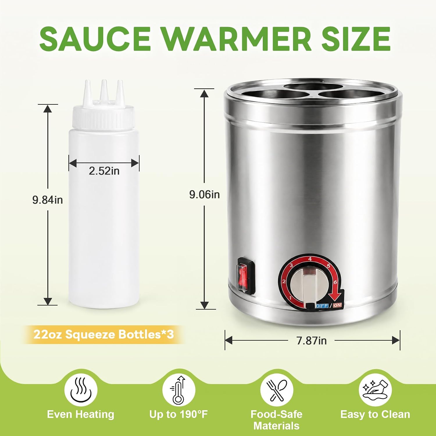 600W Commercial Electric Sauce Warmer for 360° Water Bath Heating image 2