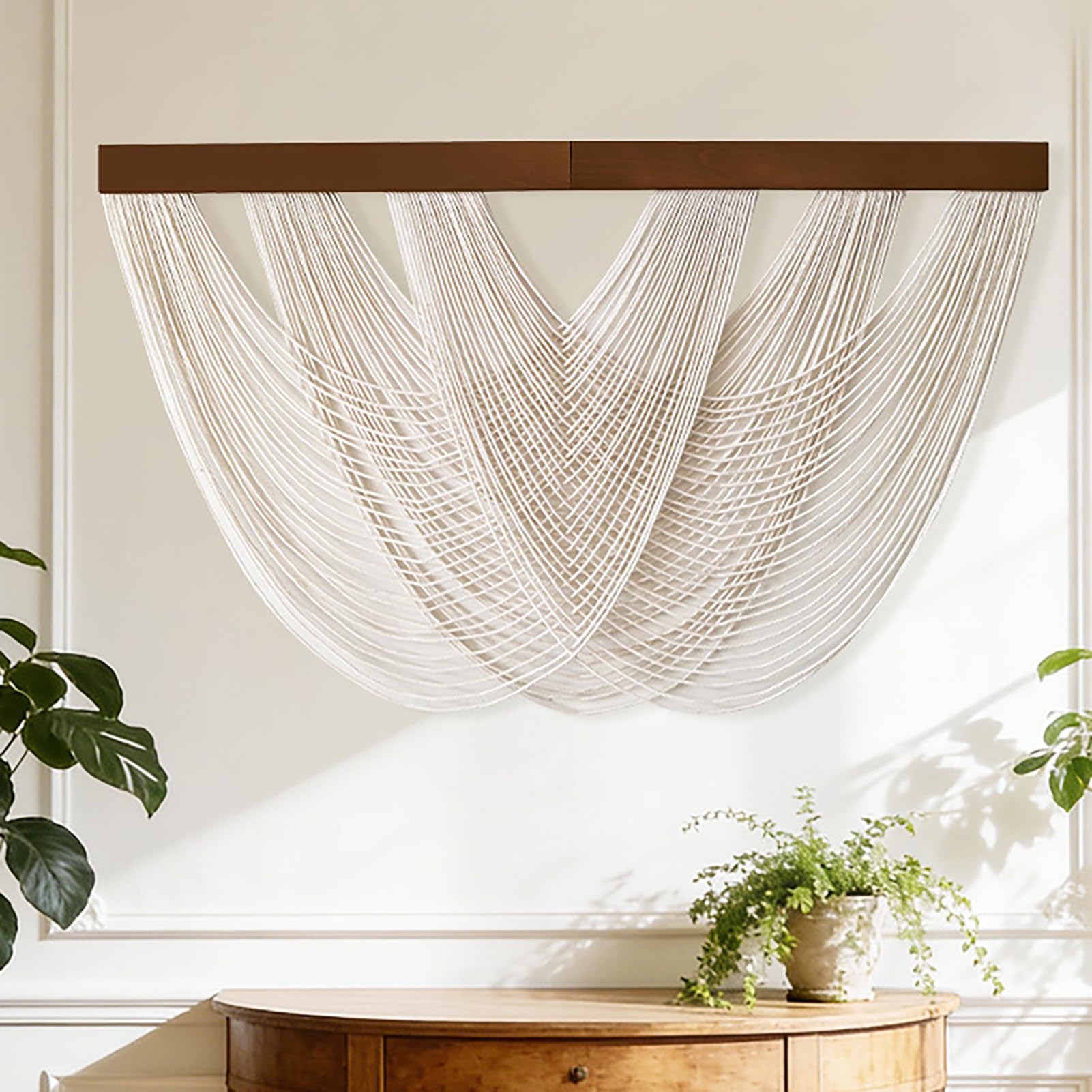 Genérico Gran Tapiz De Macramé, Tapiz Artesanal De Hilo. Decoración De Pared De Macramé para El Hogar, Decoración Boho para El Dormitorio Y El Salón,Blanca