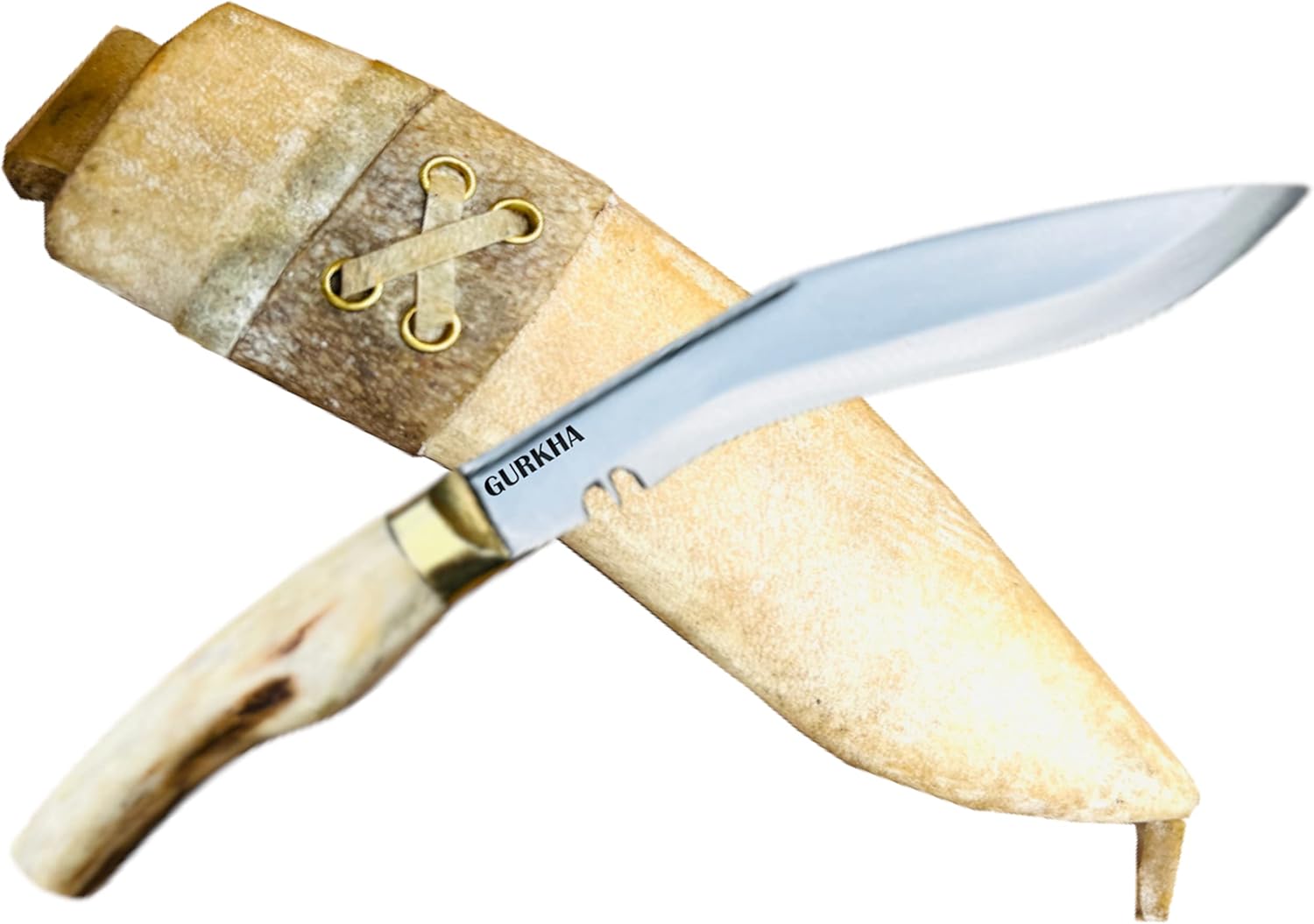 Gurkha Kukri Knife Authentic Hand-Hammered Hand Forged 10" Panawal Ankhola Full Tang 5" Blade Deer Horn Handle Kukri Khukuri With Leather Sheath - Handmade In Nepal