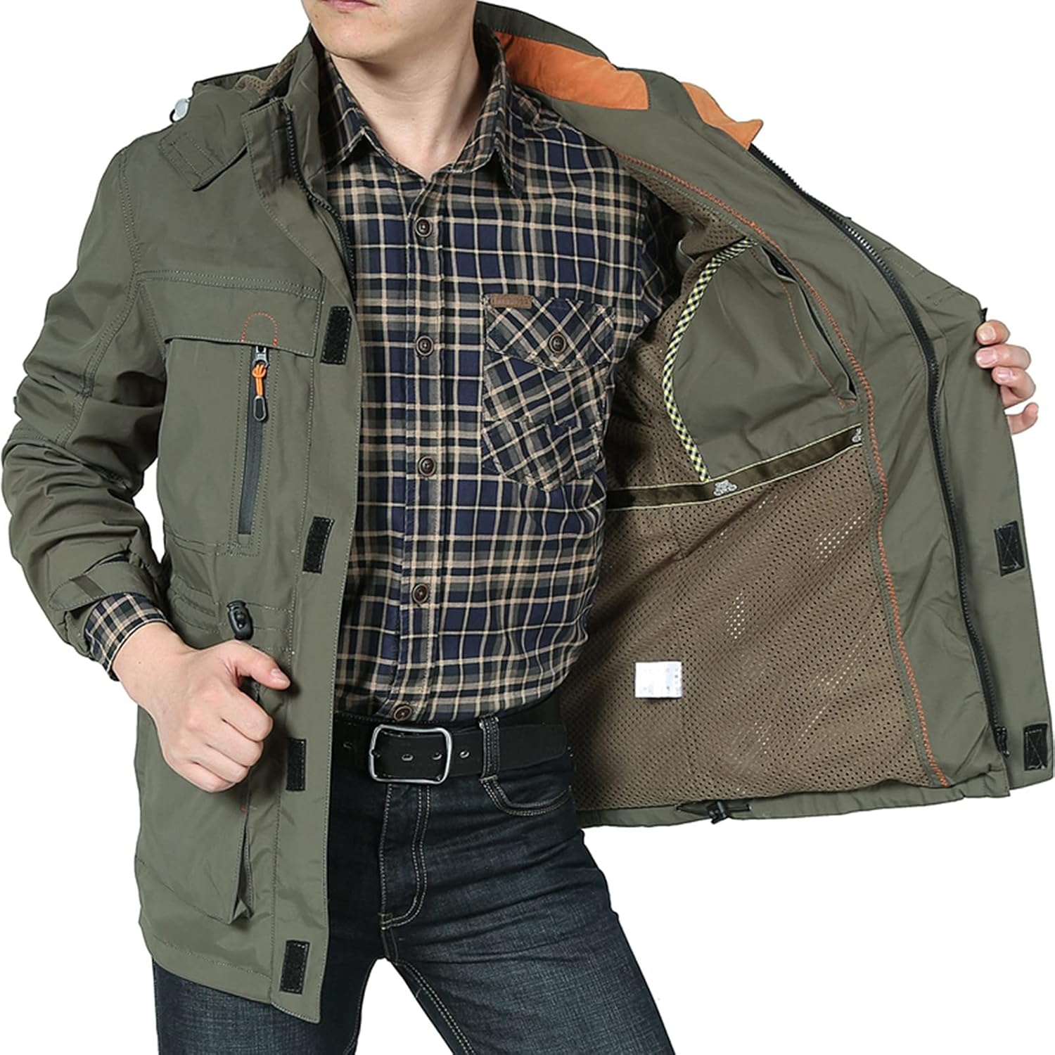 sandbank Men's Mountain Waterproof Jacket Stand Collar Military Jackets Winter Warm Hooded Coat