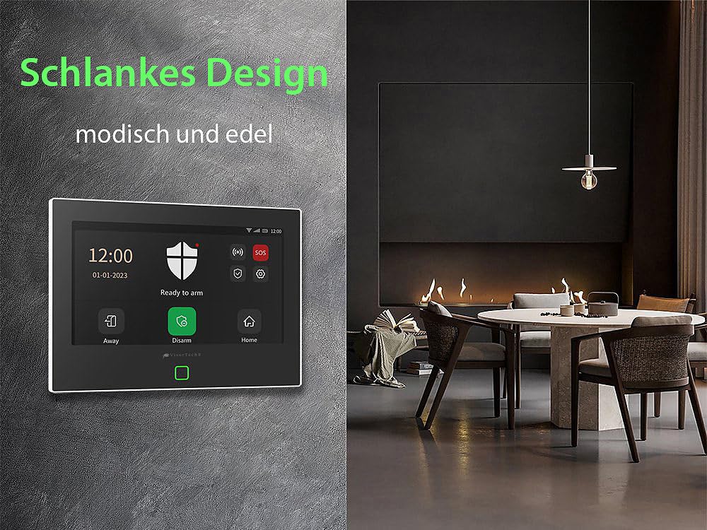 VisorTech Alarmanlage Haus: WLAN-/4G-Alarmanlage, IPS-Touch-Display, App, Sirene, für 200 Sensoren (GSM, nachrüsten, TUYA)