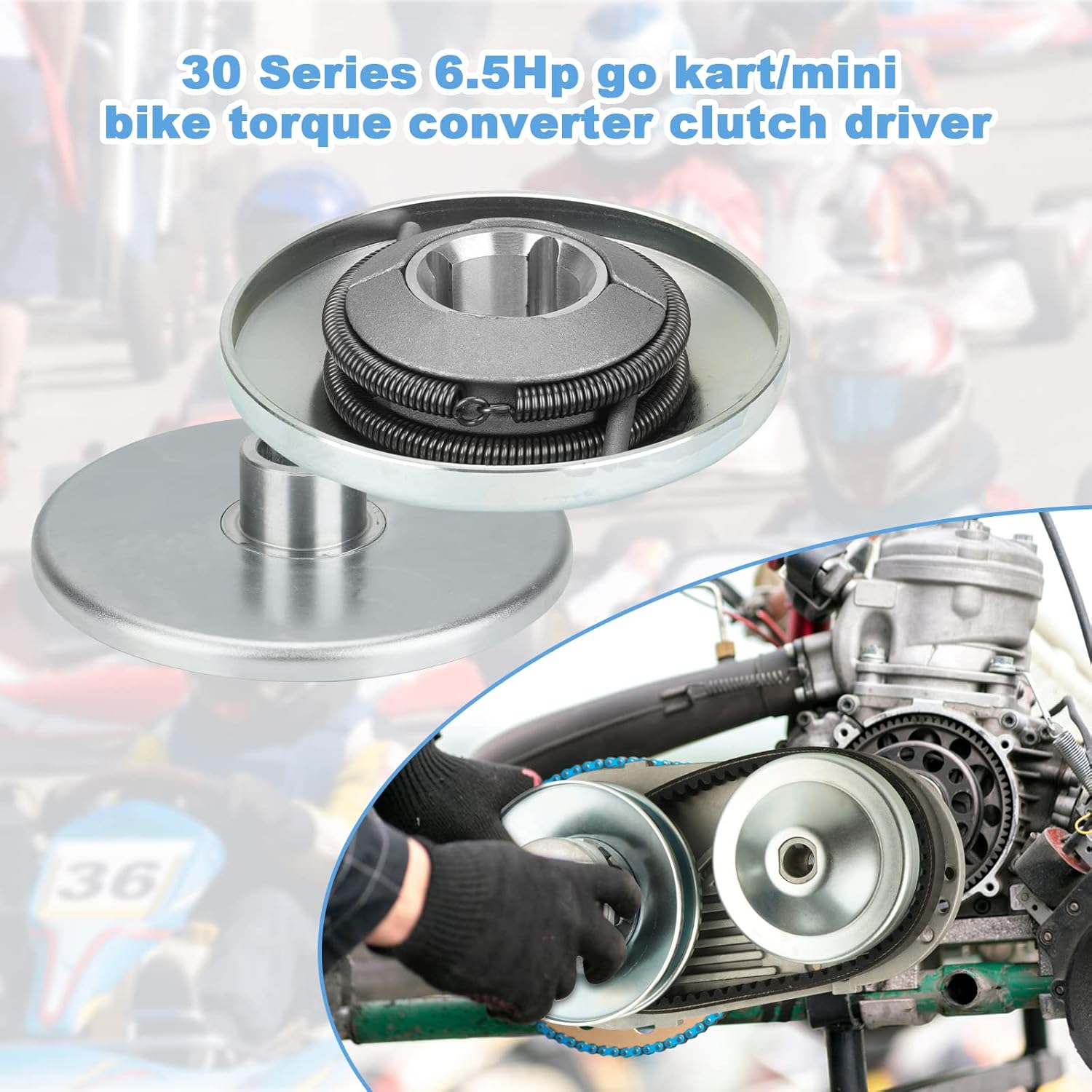 Driver Pulley Replacement for 30 Series 6.5HP Go Kart Mini Bike Torque Converter Clutch, Compatible with Manco Comet 219552A 212CC 3/4" Bore Max Torque