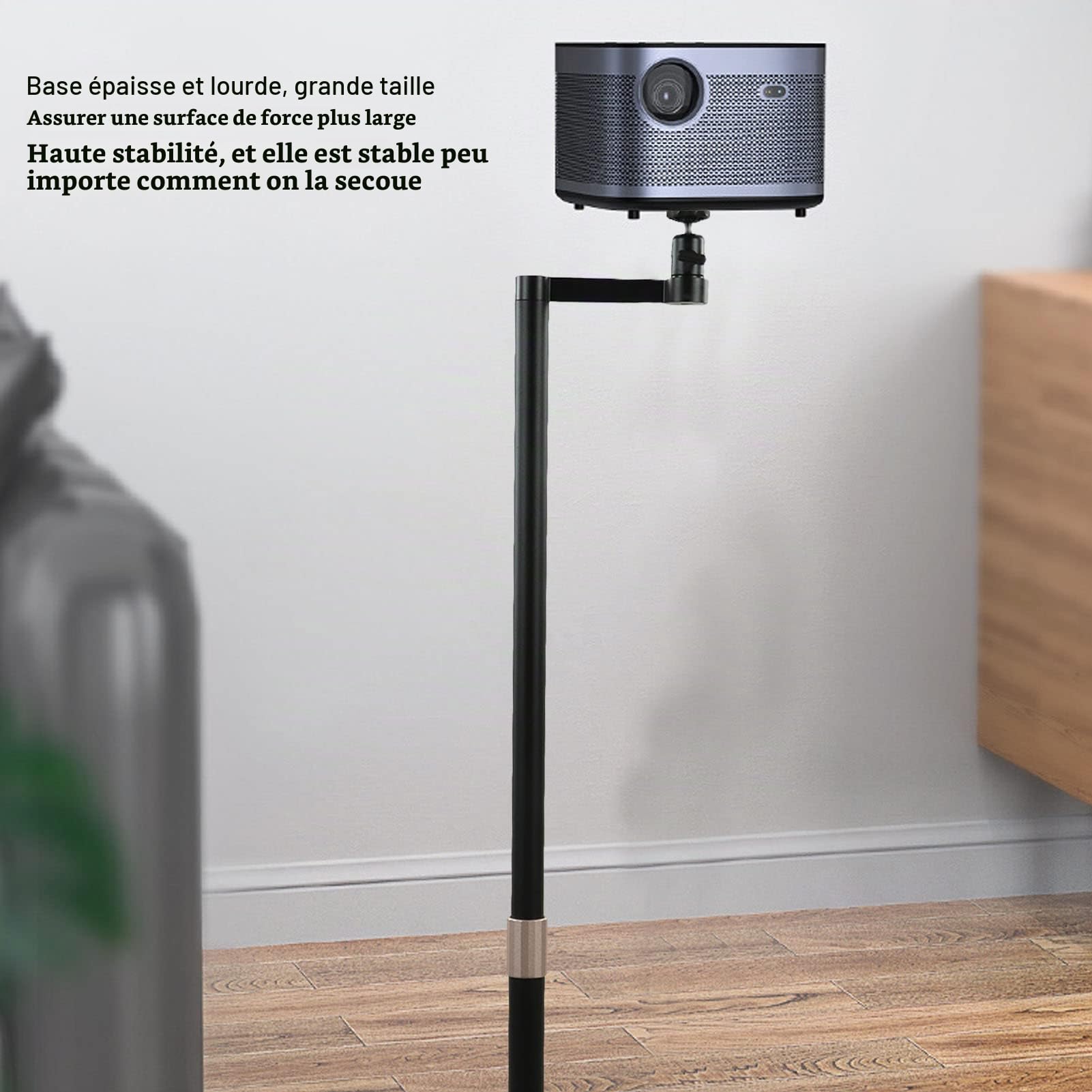 Support de Sol pour Projecteur, Trépied Universel pour Projecteur, Réglable en Hauteur, dissimulé Contre Une étagère de Support de Montage Mural avec Base Robuste pour Téléphone