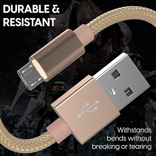 Miniatura 5 de TalkWorks 14093 - Cable de carga compatible con controladores de juegos Xbox One, cable de carga micro USB trenzado de nailon de 6 pies, carga