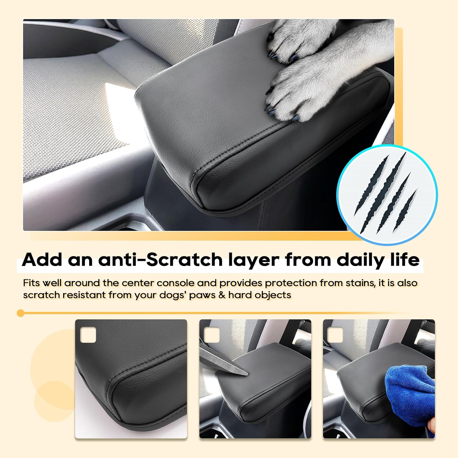 Central Console Cover compatible with 2018-2024 Tiguan/2022-2024 Taos Armrest Cover 2018-2024 T igua n/2022-2024 Taos Accessories Soft Comfy Auto Center Console Pad EZ Install Anti-Scratch